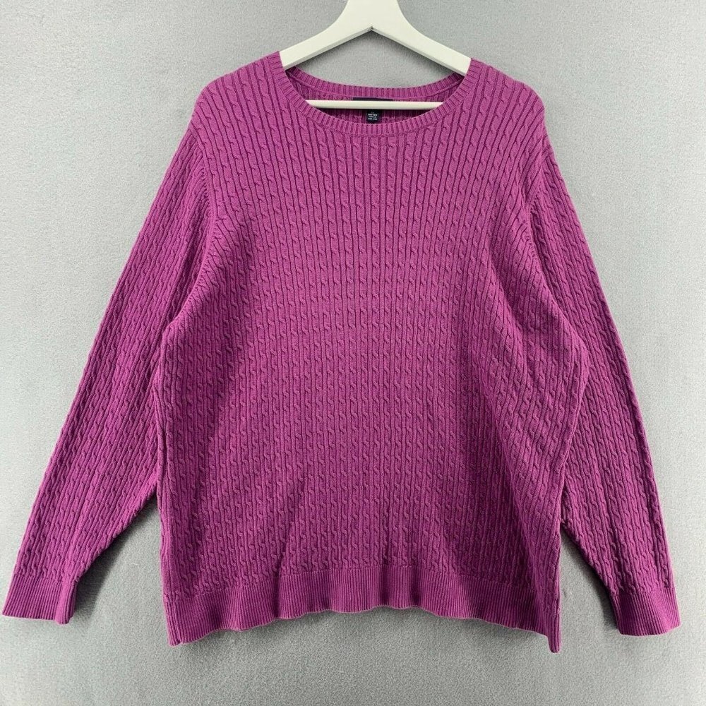 Vintage Lands End Cable Knit Sweater Womens Plus Size 2X 20W-22W Pink Clueless